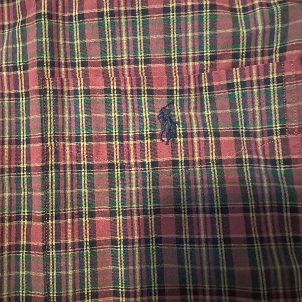 Ralph Lauren Men’s Plaid Dress Shirt Long Sleeve Size L Green Red - Picture 3 of 9